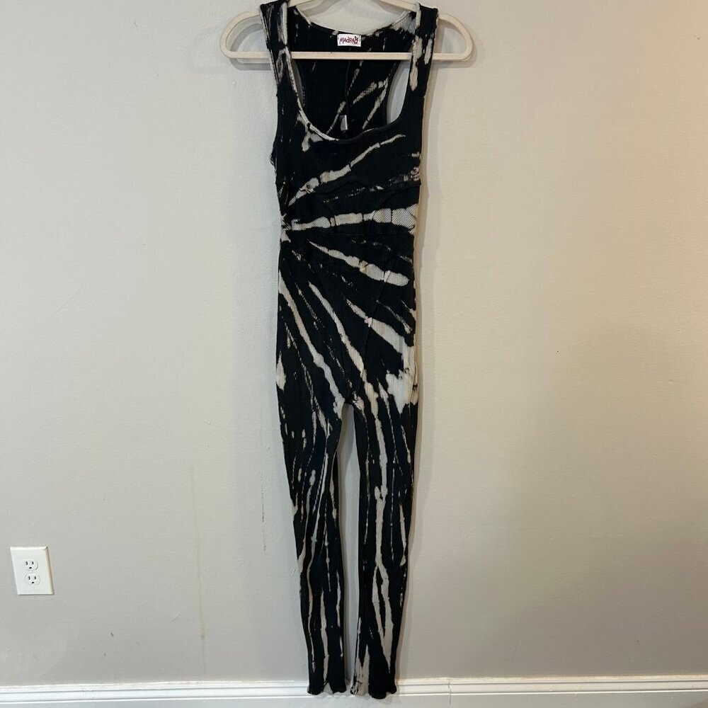 Madrag Tie Dye Black White Jumpsuit Sleeveless Crewneck Bodycon Women’s Size 2X